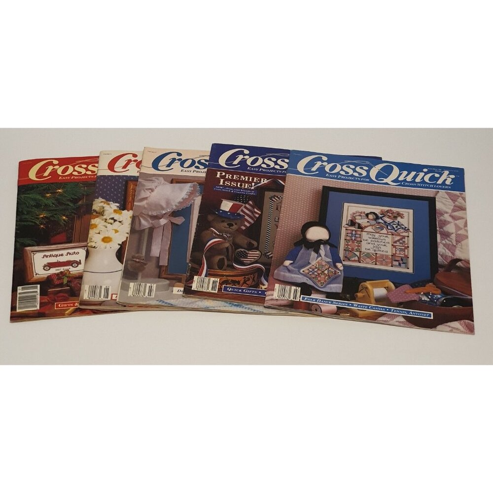 Cross Quick Easy Projects Cross Sitch 1989/1990 (Lot 5) Antique Cars Patriotic‎